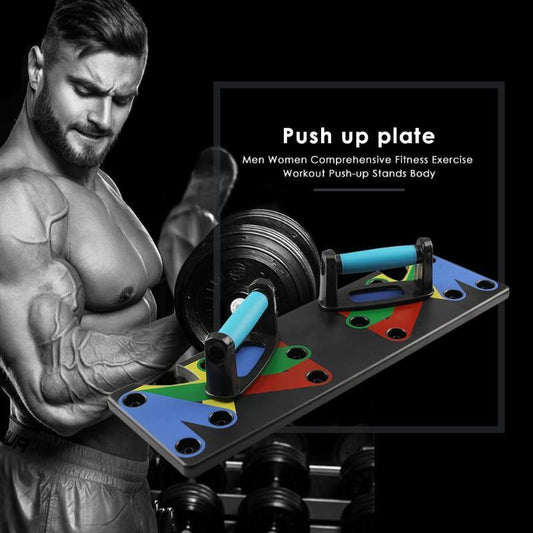 Nine-Function Push-Up Board – Color-Coded Workout System for Chest, Back, Arms & Shoulders | Portable Home Gym Push-Up Bracket