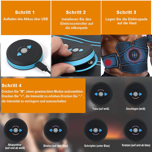 EMS Abdominal Muscle Trainer – USB Rechargeable Muscle Stimulator for Fat Burning, Toning & Body Sculpting