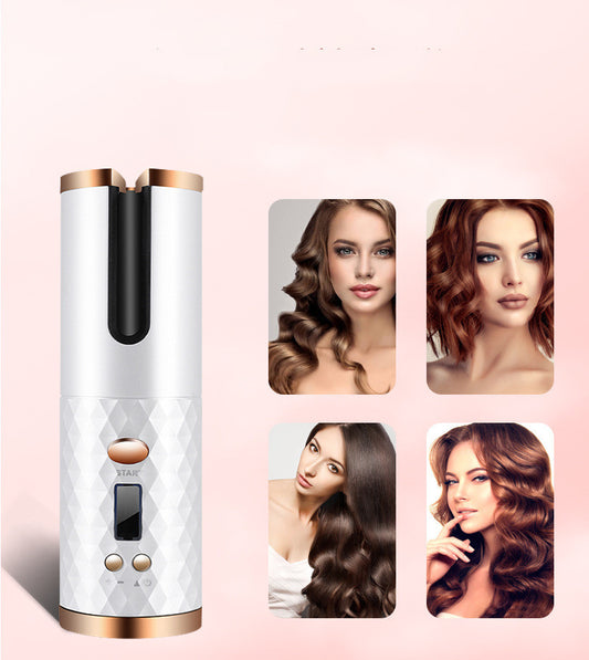 Rechargeable Automatic Hair Curler for Women - Portable Ceramic Curling Iron, LCD Display, Rotating Curling Wand, Ideal for Curls & Waves