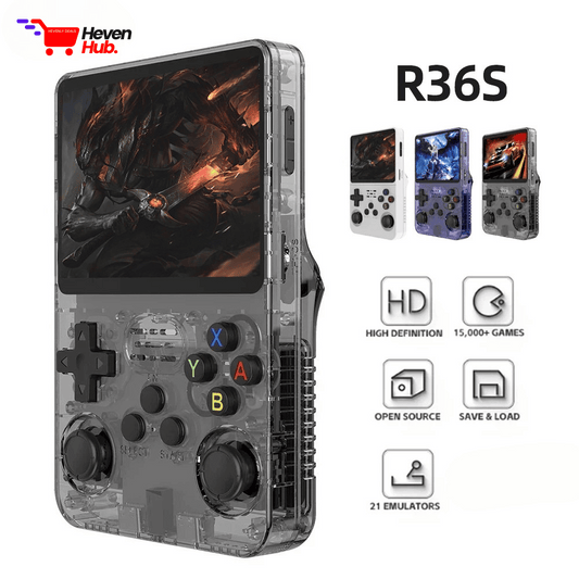 GameMax™ R36S Handheld Retro Gaming Console - 10000+ Games, 3.5" IPS Screen, 128GB Storage, Portable & Customizable