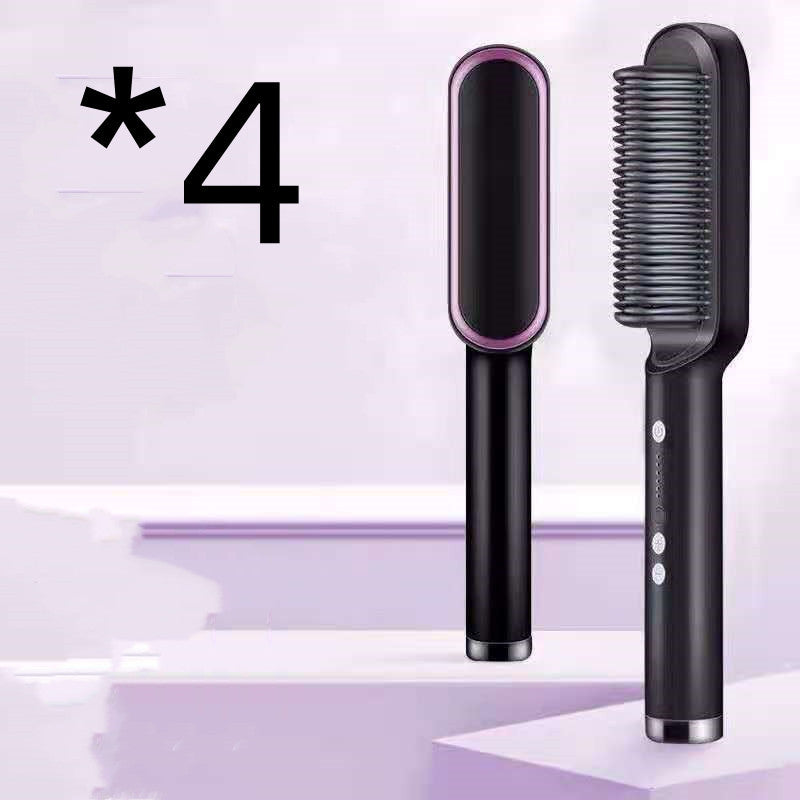 2-in-1 Hair Straightener & Curling Tong - Hot Comb, Negative Ion Dual-Purpose Electric Hair Brush with Intelligent Temperature Control