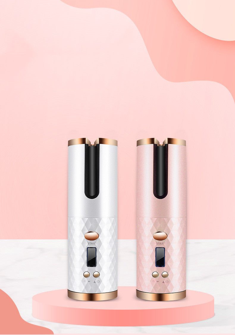 Rechargeable Automatic Hair Curler for Women - Portable Ceramic Curling Iron, LCD Display, Rotating Curling Wand, Ideal for Curls & Waves