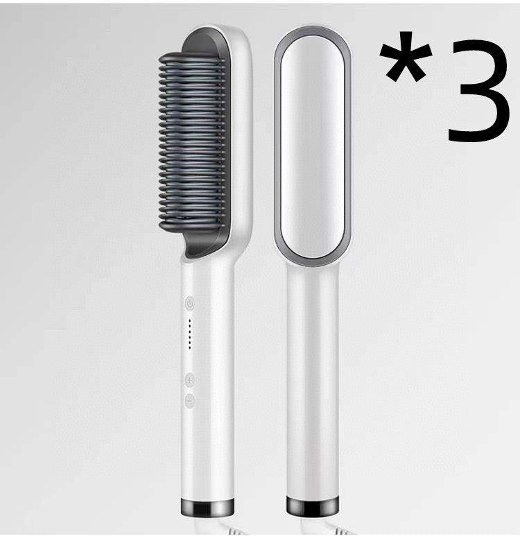 2-in-1 Hair Straightener & Curling Tong - Hot Comb, Negative Ion Dual-Purpose Electric Hair Brush with Intelligent Temperature Control