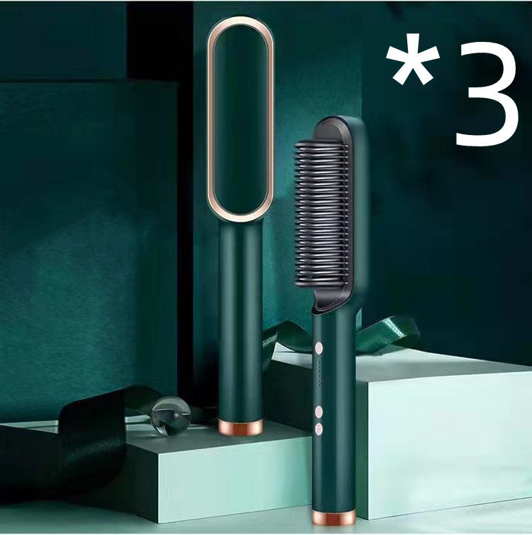 2-in-1 Hair Straightener & Curling Tong - Hot Comb, Negative Ion Dual-Purpose Electric Hair Brush with Intelligent Temperature Control