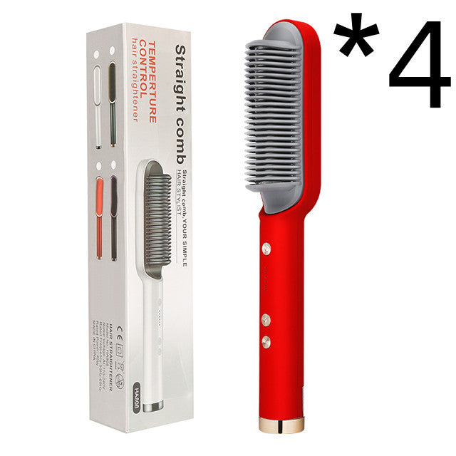 2-in-1 Hair Straightener & Curling Tong - Hot Comb, Negative Ion Dual-Purpose Electric Hair Brush with Intelligent Temperature Control