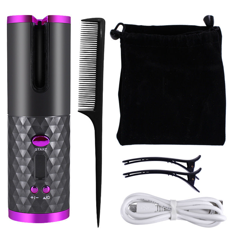 Rechargeable Automatic Hair Curler for Women - Portable Ceramic Curling Iron, LCD Display, Rotating Curling Wand, Ideal for Curls & Waves