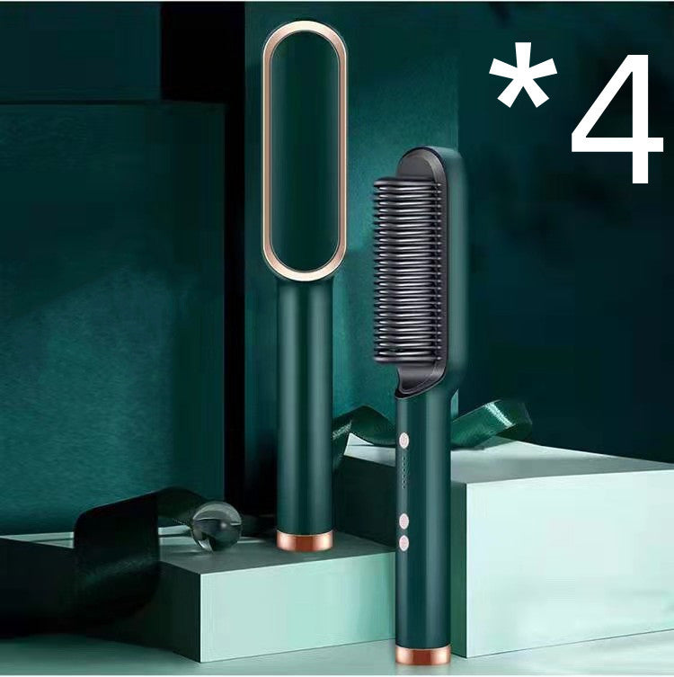 2-in-1 Hair Straightener & Curling Tong - Hot Comb, Negative Ion Dual-Purpose Electric Hair Brush with Intelligent Temperature Control