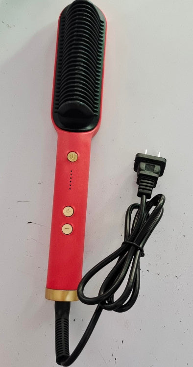 2-in-1 Hair Straightener & Curling Tong - Hot Comb, Negative Ion Dual-Purpose Electric Hair Brush with Intelligent Temperature Control