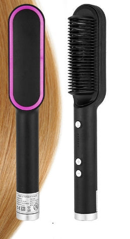 2-in-1 Hair Straightener & Curling Tong - Hot Comb, Negative Ion Dual-Purpose Electric Hair Brush with Intelligent Temperature Control