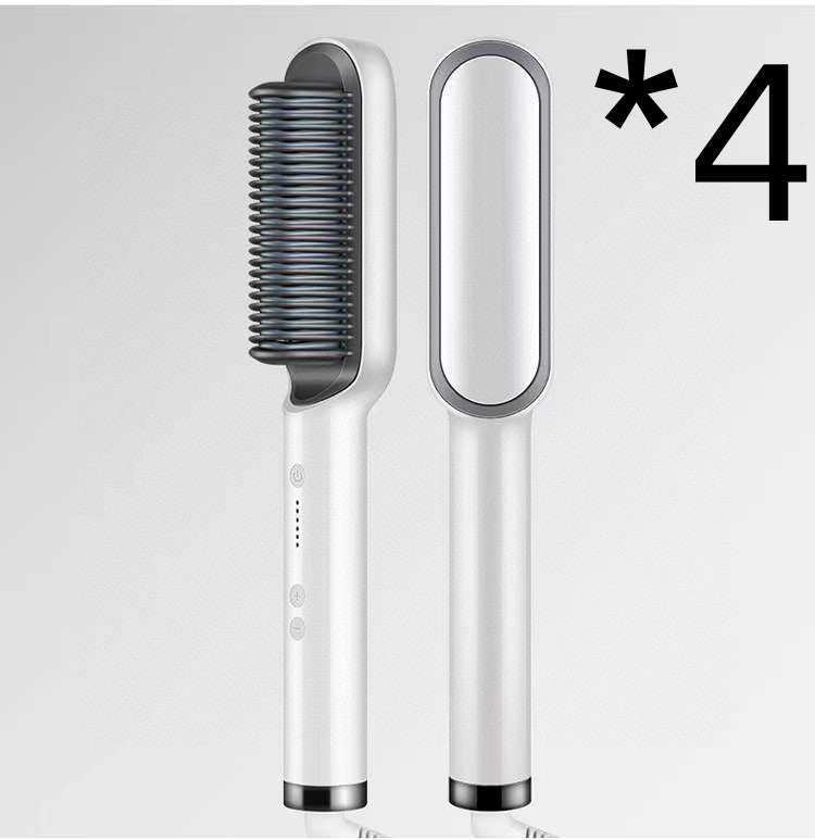 2-in-1 Hair Straightener & Curling Tong - Hot Comb, Negative Ion Dual-Purpose Electric Hair Brush with Intelligent Temperature Control